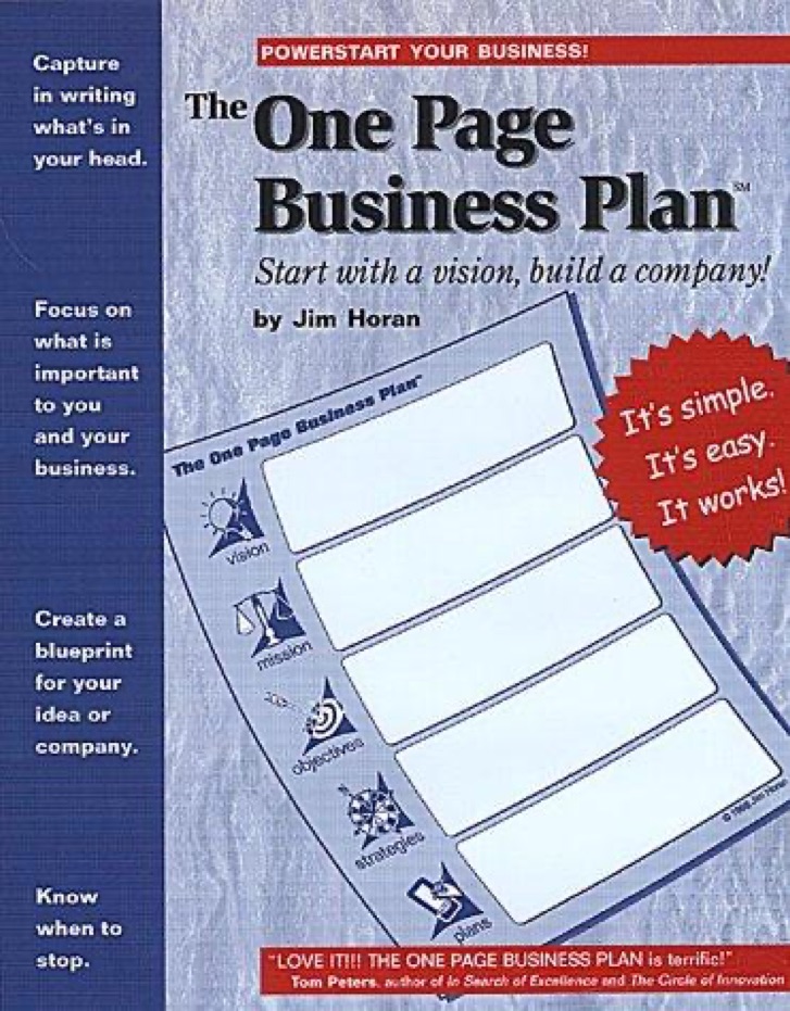Cover of The One Page Business Plan: Start with a Vision, Create a Plan, and Grow Your Business